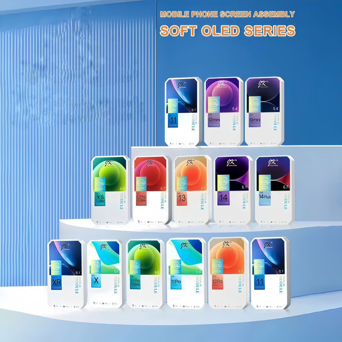 Ecrã GX JK LCD/AMOLED com Touch para iPhone X–15 Pro Max
