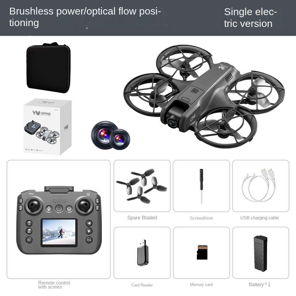 Drone V666 com Ecrã e Fotografia Aérea HD – Proteção Total, Manter Altitude, Comando com Ecrã