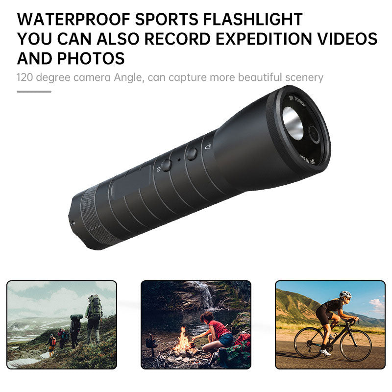 Câmara Desportiva HD com Lanteró e Visão Noturna — À Prova de Água IPX6 para Capacete e Bicicleta