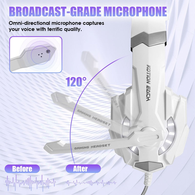 Headset Gaming G9000 com Fio | Alto-Falante 40mm | ABS + Esponja | Branco