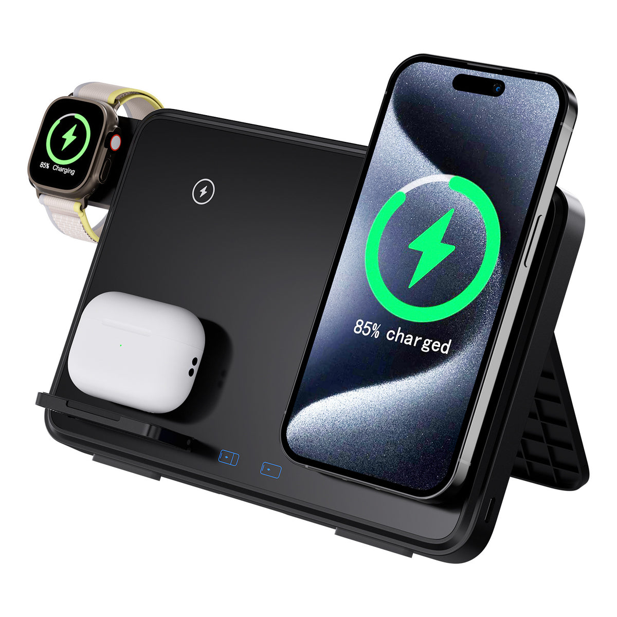 Carregador Sem Fios 3 em 1 de 15 W para iPhone, Apple Watch e AirPods