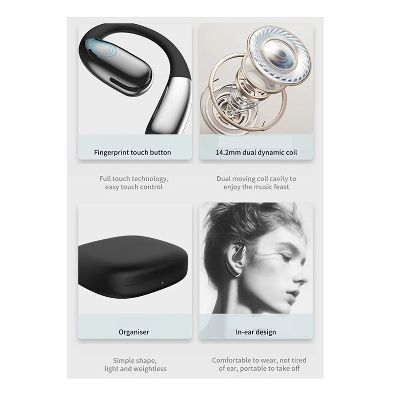 Auriculares Open Ear A38 Bluetooth 5.4 | HiFi Stéreo | Clip Desportivo | 4 Cores