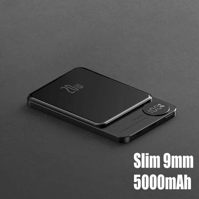 Powerbank Magnético MagSafe 5000/10000mAh — Carregamento Sem Fios 15W e PD20W para iPhone 13/14/15