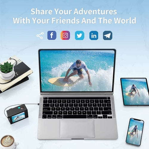 Câmara de Ação 4K Waterproof WiFi com Comando RF e Acessórios