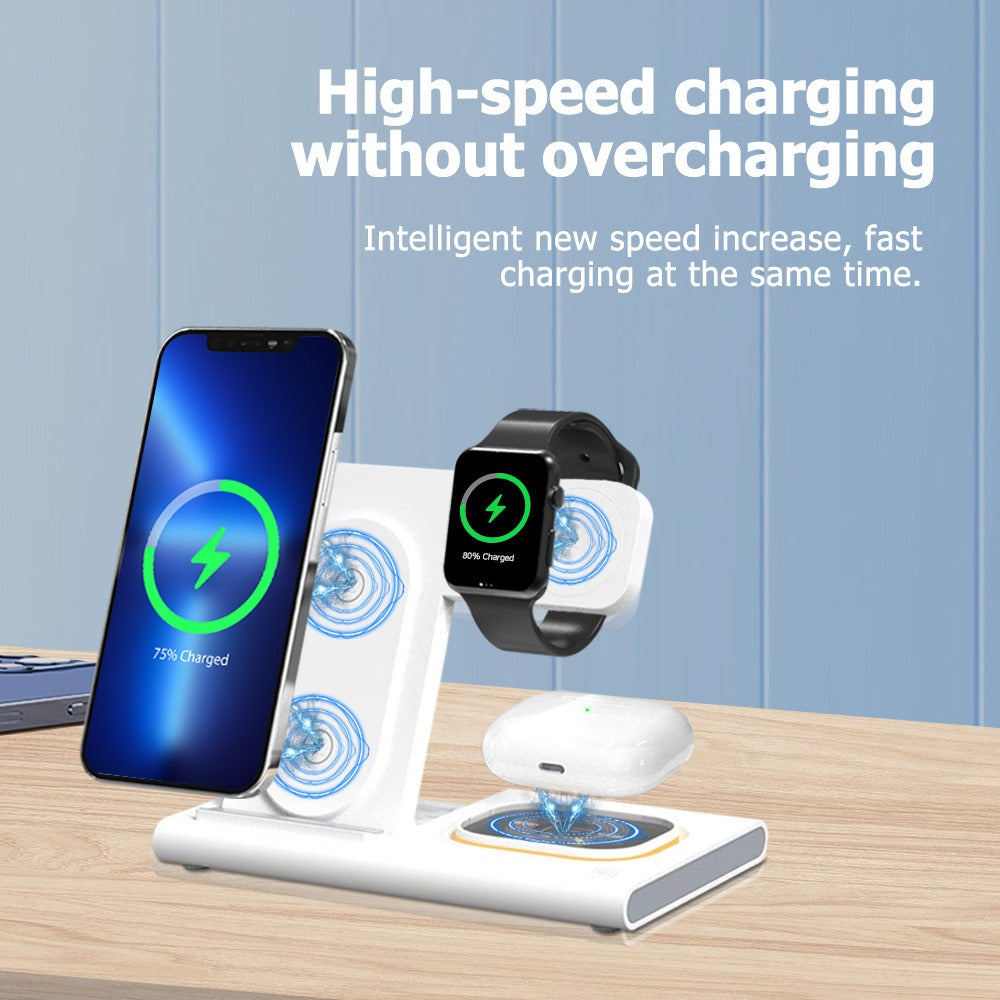 Carregador Sem Fios 3 em 1 com Carregamento Rápido QC4.0 — 30W, Magnético, para iPhone e Samsung