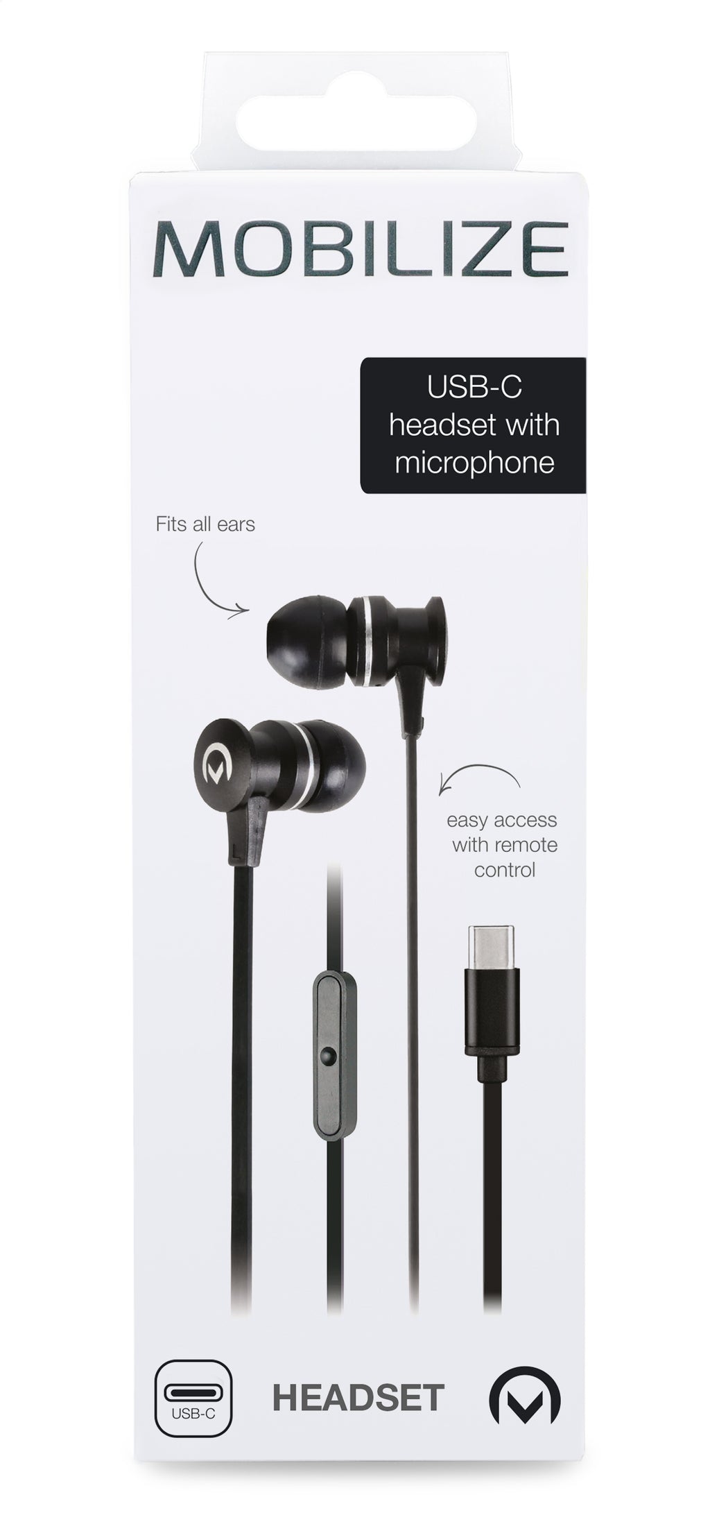 Mobilize In-Ear Stereo Headset With Remote Usb-C Black
