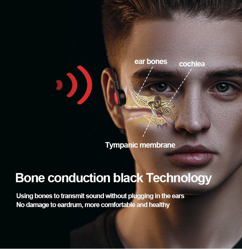 Bluetooth Headset Real Bone Conduction Hanging Ear Type Non-In-Ear Business Sports Stereo