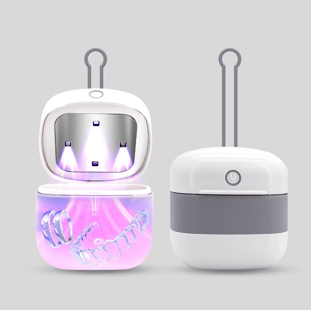 Esterilizador de Chupetas Portátil com Desinfecção UV – Caixa de Armazenamento para Chupetas e Auriculares Bluetooth