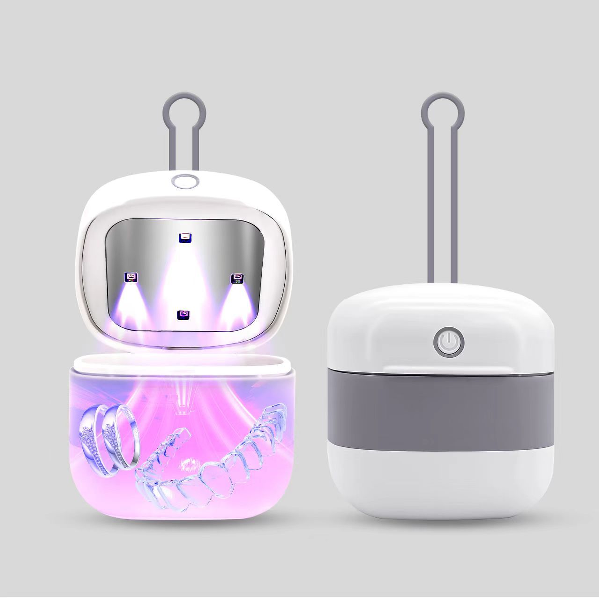 Esterilizador de Chupetas Portátil com Desinfecção UV – Caixa de Armazenamento para Chupetas e Auriculares Bluetooth