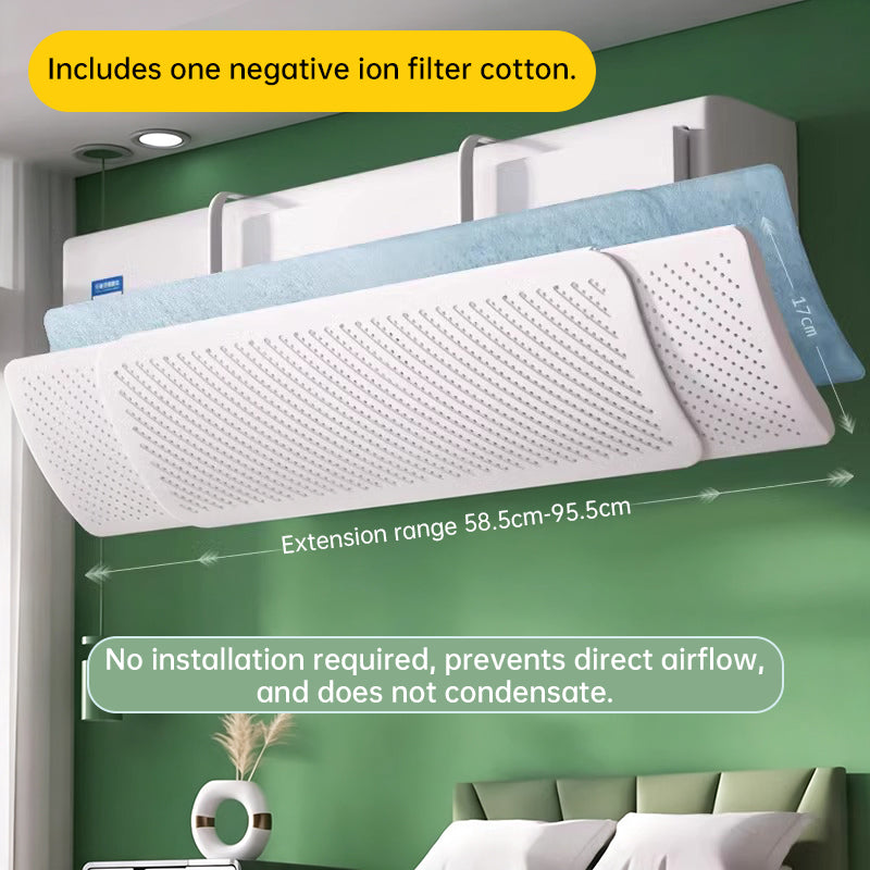 Defletor de Ar Condicionado Ajustável | Sem Furos | 58,5 a 95,5 cm | ABS Branco