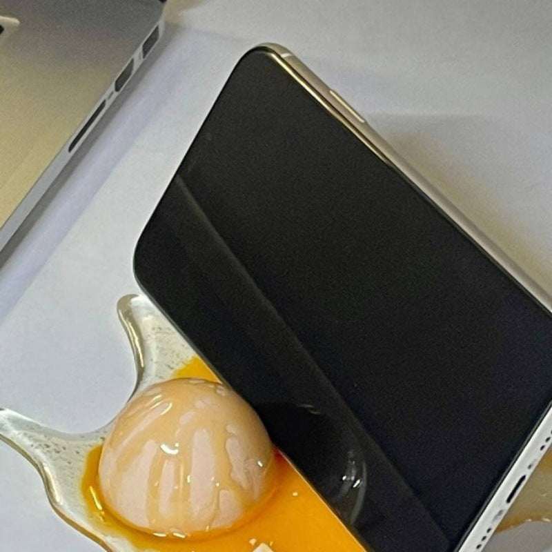 Egg Cracker Phone Stand - Broken Egg, Spilled Milk Tea Prank Toy