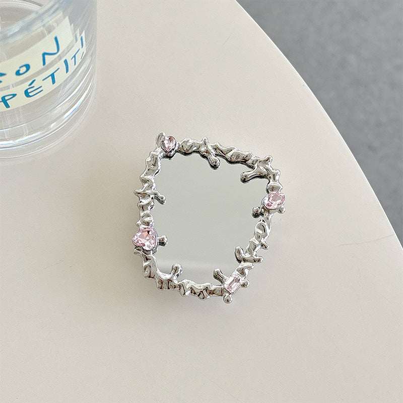 Love Butterfly Mirror Mobile Airbag Bracket Magnetic Back Patch Women's Makeup Mirror