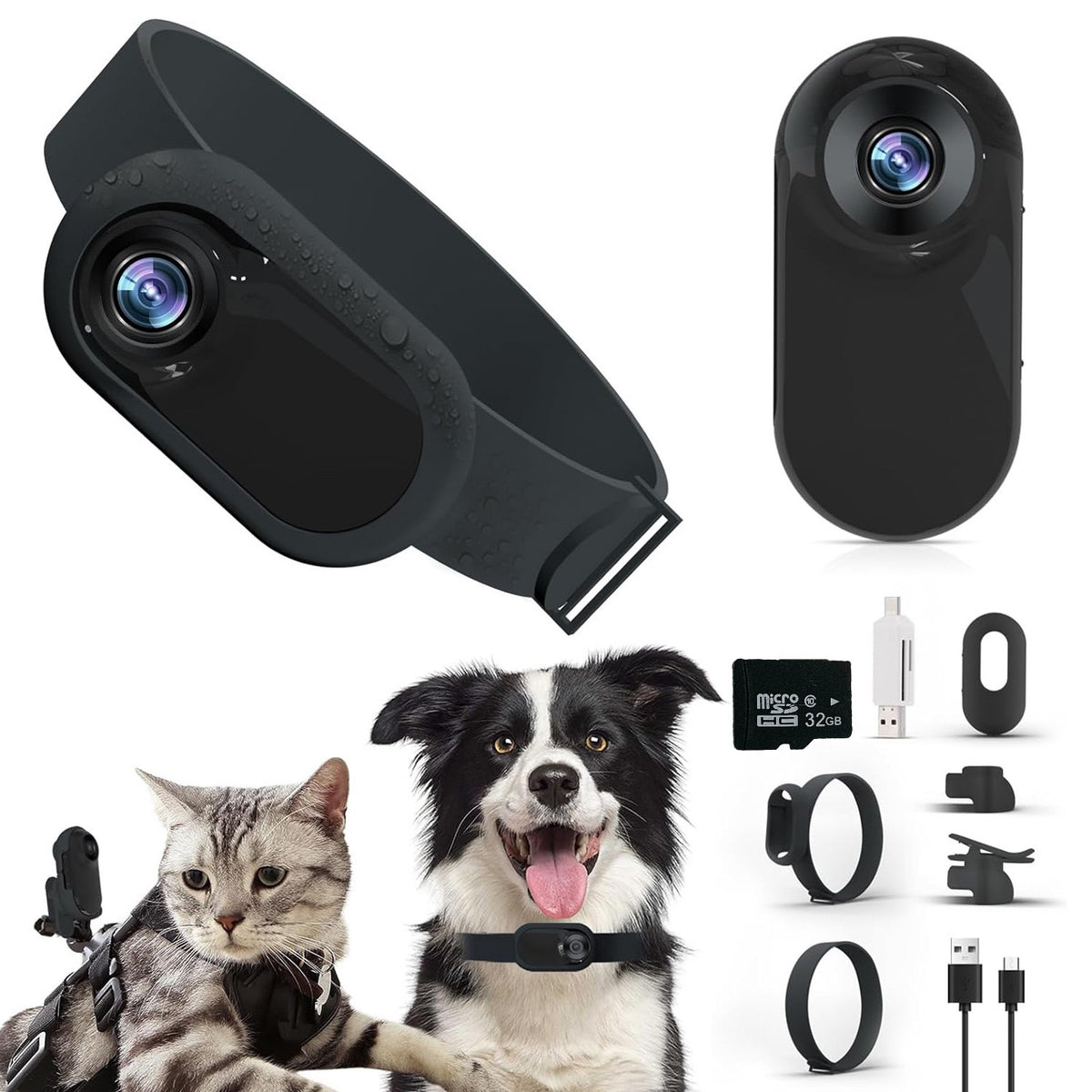 Câmara Desportiva HD Magnética com Clip | Portátil para Exterior, Animais e Ciclismo