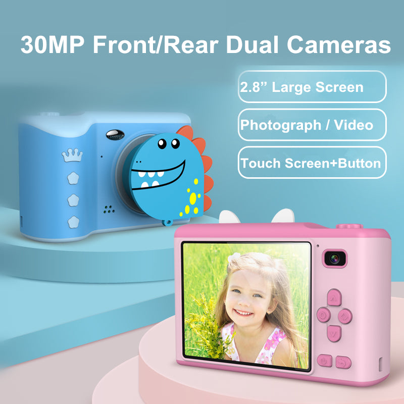 Câmara Digital Infantil HD 2,8" Dual Cam | Mini SLR Brinquedo Presente para Crianças