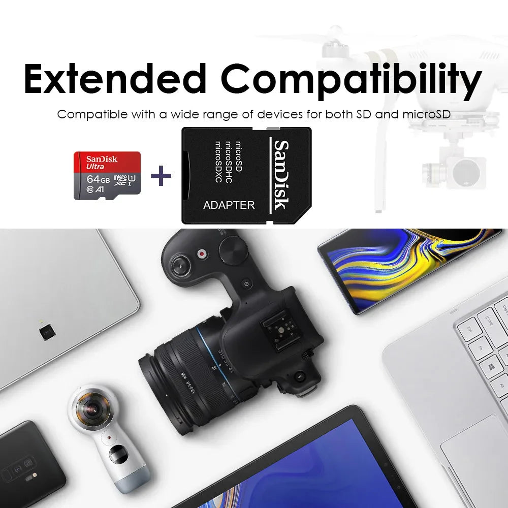 Cartão microSD UHS-I para smartphone, drone e câmara, até 512 GB