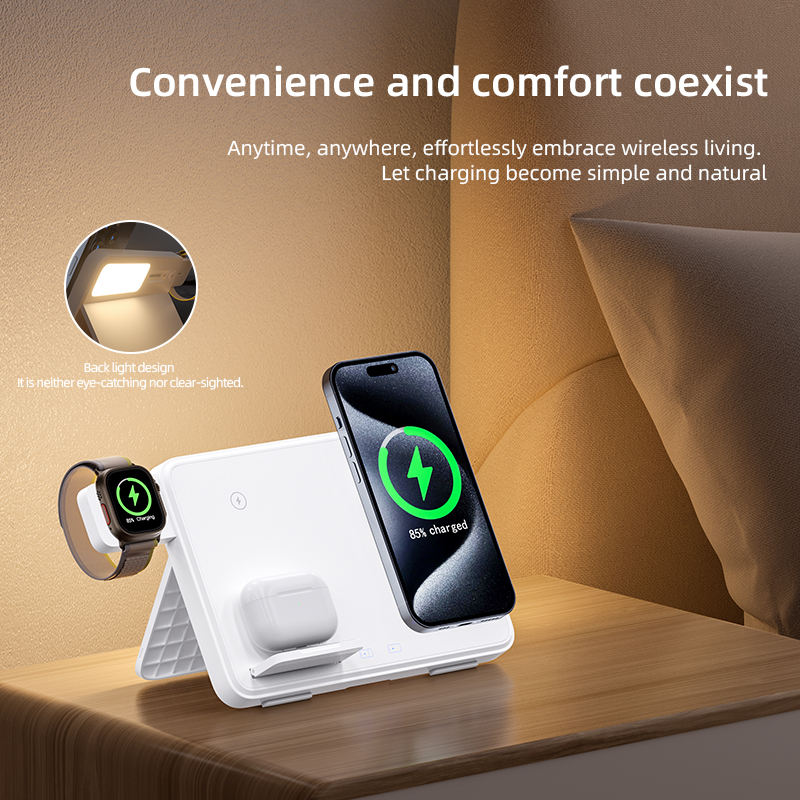 Carregador Sem Fios 3 em 1 de 15 W para iPhone, Apple Watch e AirPods