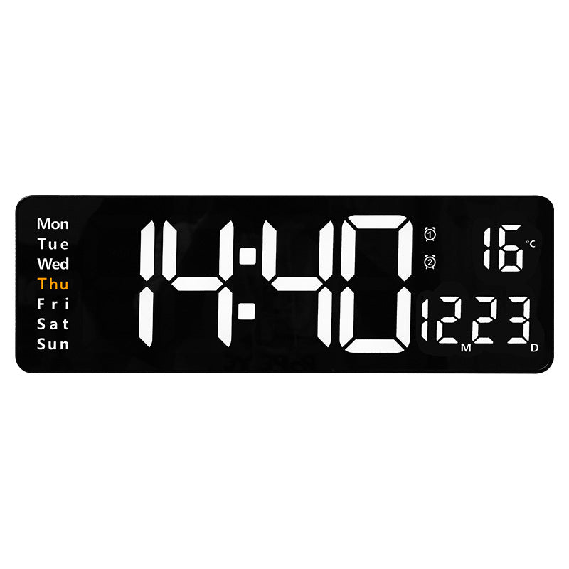 Relógio de Parede Digital LED Grande 13/16 Polegadas com Controlo Remoto, Temperatura, Data, Semana, Temporizador e Duplo Alarme
