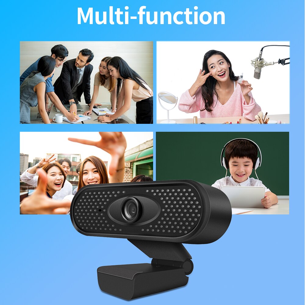 Webcam USB Flexível com Microfone — HD 720P ou Full HD 1080P para PC e Computador