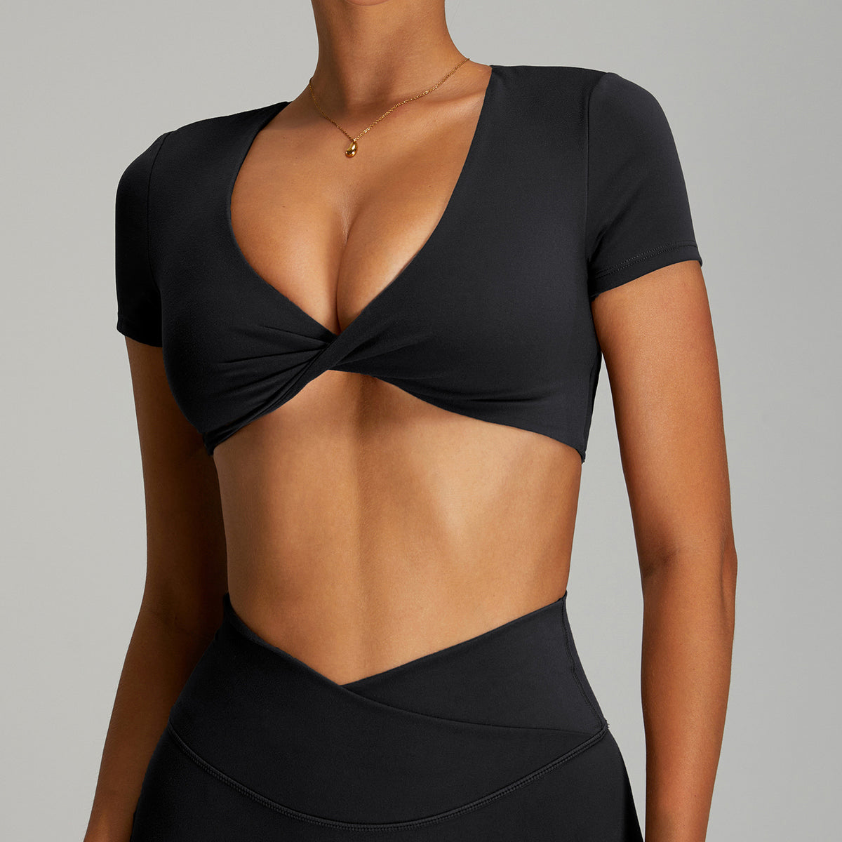 Top de Yoga Manga Curta com Costas Abertas | Secagem Rápida | Slim Fit | S-XL