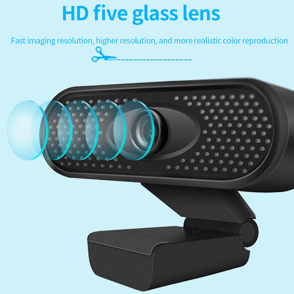 Webcam USB Flexível com Microfone — HD 720P ou Full HD 1080P para PC e Computador