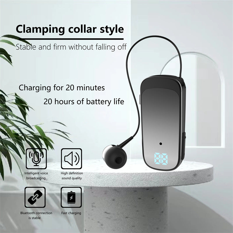 Auricular Bluetooth K68 com Cabo Retrátil, MP3 e Gravação