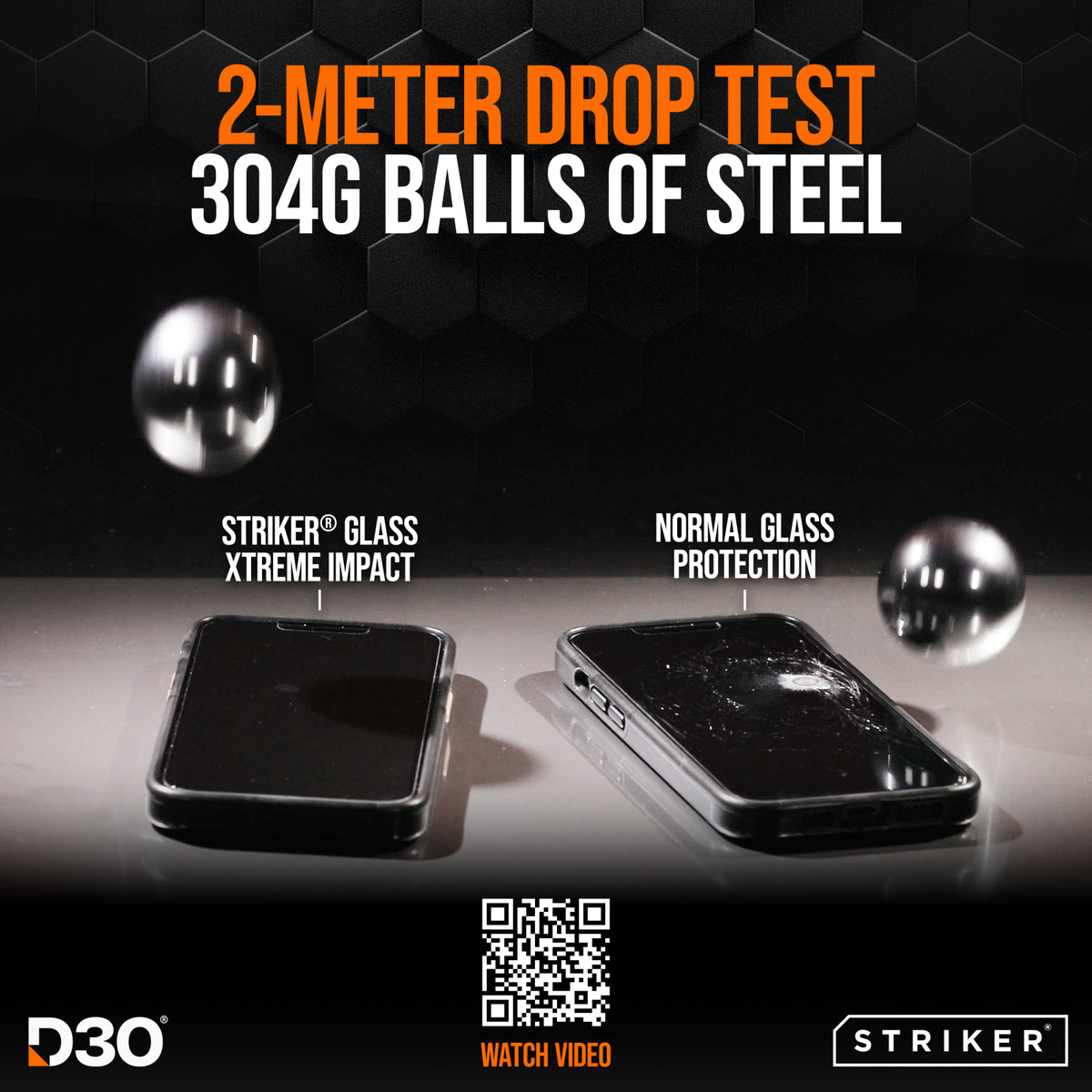 Striker D3O Xtreme Impact Privacy Glass Screen Protector - Black Frame - Apple Iphone 18 Pro