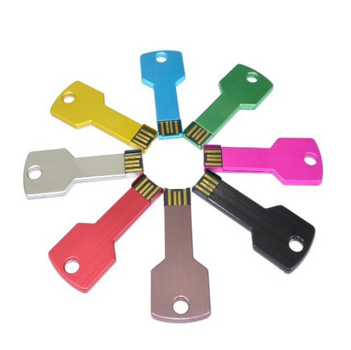 Pen USB 2.0 metálica em forma de chave, 4 GB a 64 GB
