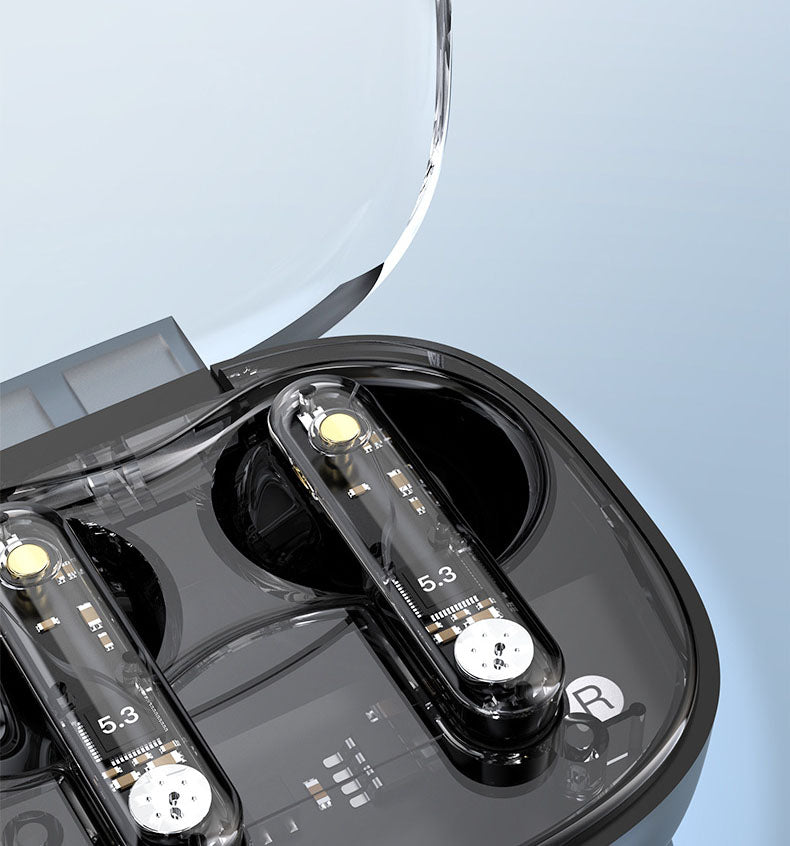 Auriculares Bluetooth LY80 Sem Fios com Compartimento Transparente e Cordão
