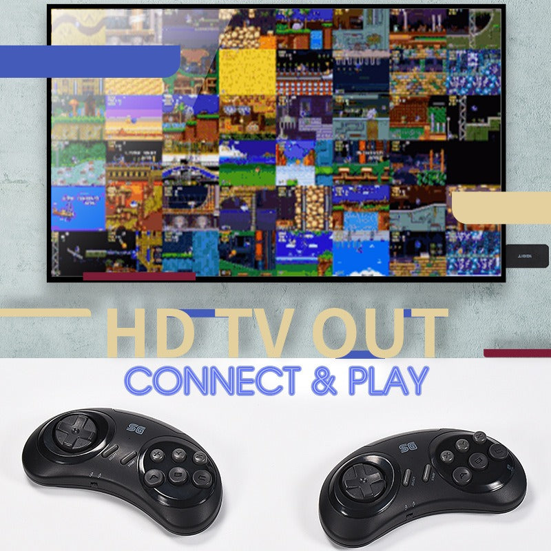 Consola Retro Sega 16-bit – HDMI, Sem Fios, 2 Comandos