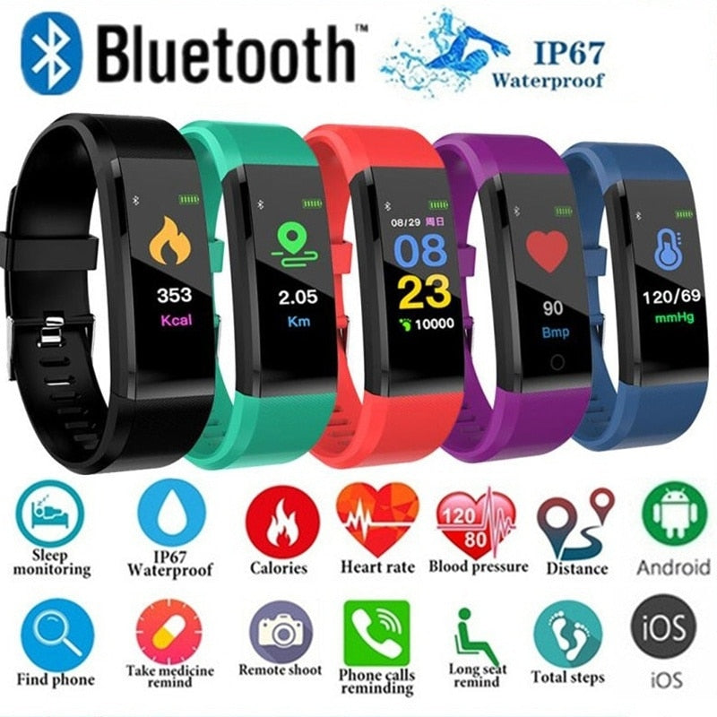 Pulseira Inteligente 115 Plus | Monitor Cardíaco, Fitness e À Prova de Água