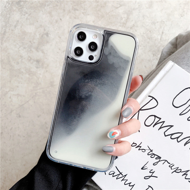 Solid Color Liquid Sand Case for iPhone 17 Pro Max, Glow-in-the-Dark Protective Cover for Apple 16, 15, 14 Full Coverage Foreign Trade Style