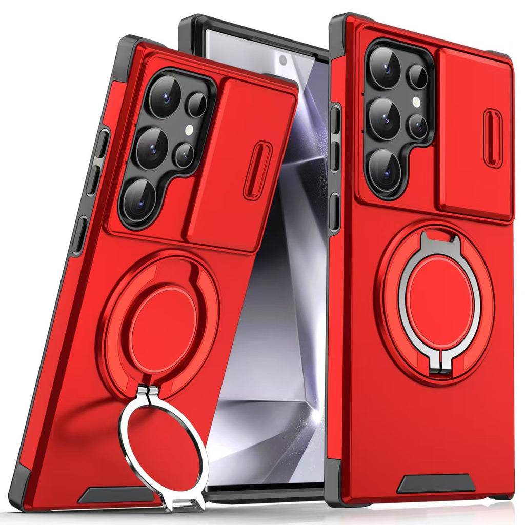 Samsung S26 Ultra Magnetic Rotating Car Mount Phone Case A17 Lens Flip Cover S25 Shockproof