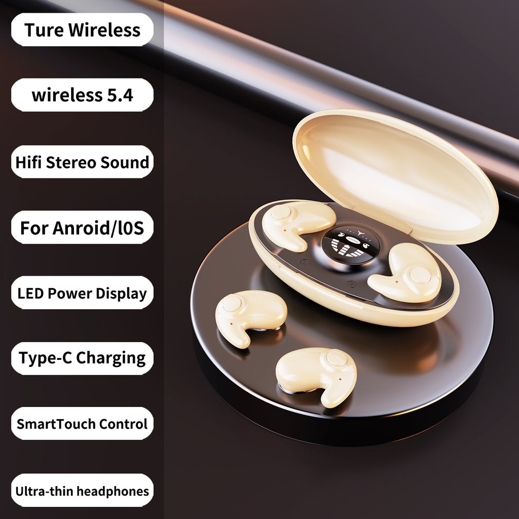 Auriculares Bluetooth Mini para Dormir, Intra-Auriculares com Redução de Ruído