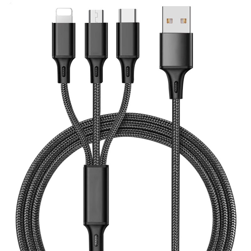 Cabo de carregamento 3 em 1 com revestimento em nylon entrançado, 1,2 m