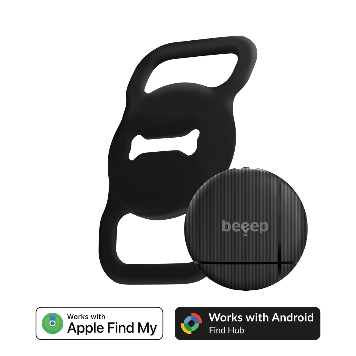 Beeep Onetag Apple Find My & Android Tracker - Dog Collar Tag - Black