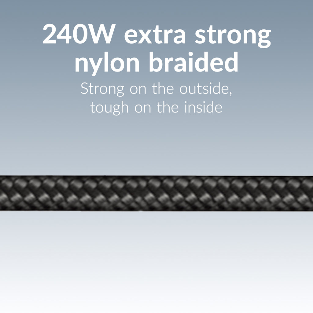 Mobilize Strong Nylon Cable Usb-C To Usb-C 1M. 240W Black