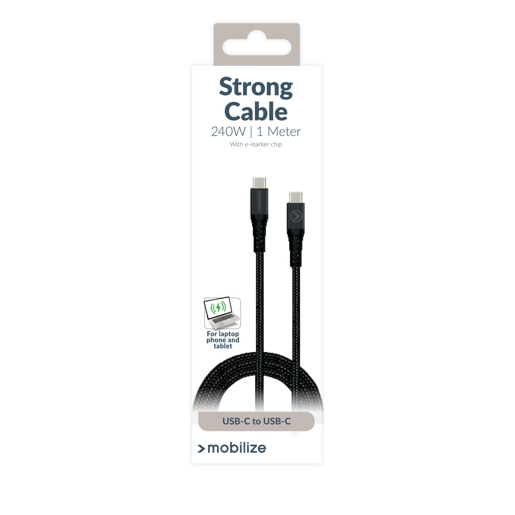 Mobilize Strong Nylon Cable Usb-C To Usb-C 1M. 240W Black