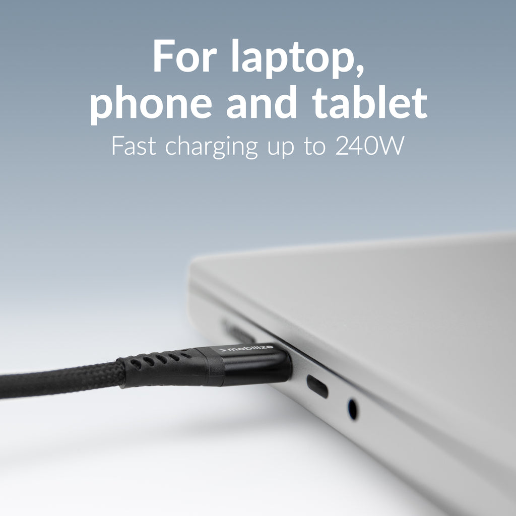 Mobilize Strong Nylon Cable Usb-C To Usb-C 2M. 240W Black