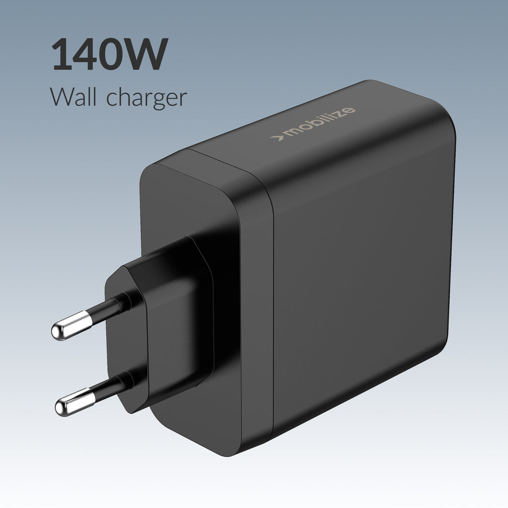 Mobilize Wall Charger 3X Usb-C + 1X Usb Gan 140W With Pd/Pps Black