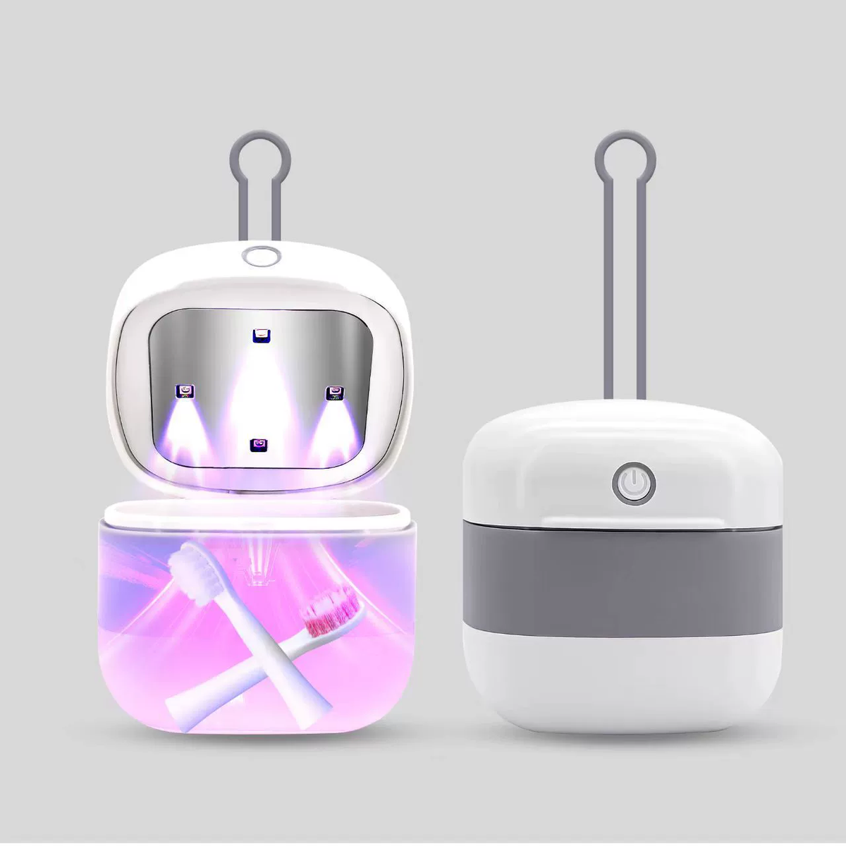 Esterilizador de Chupetas Portátil com Desinfecção UV – Caixa de Armazenamento para Chupetas e Auriculares Bluetooth