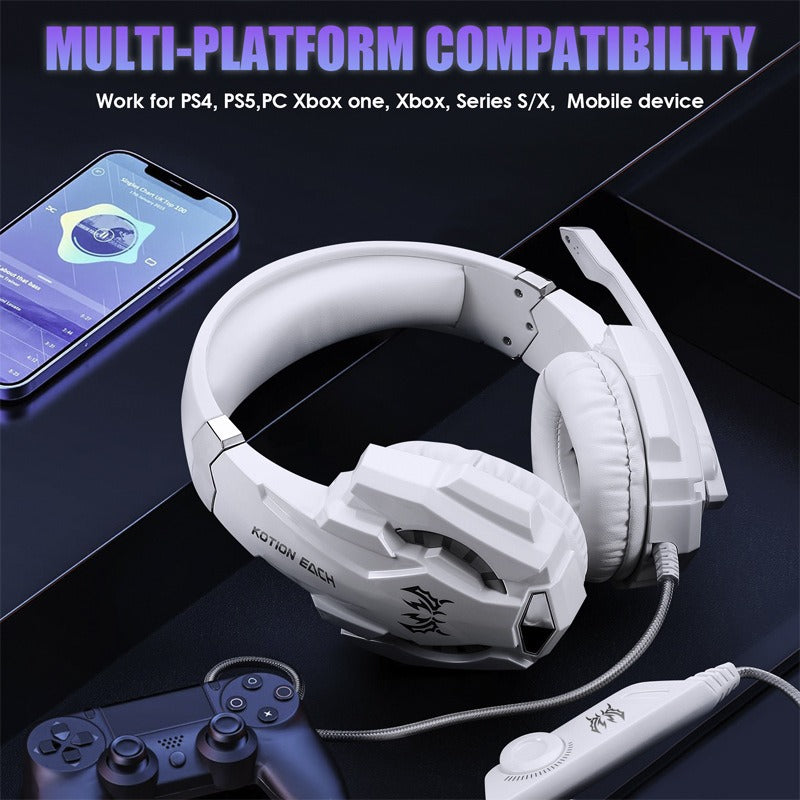 Headset Gaming G9000 com Fio | Alto-Falante 40mm | ABS + Esponja | Branco