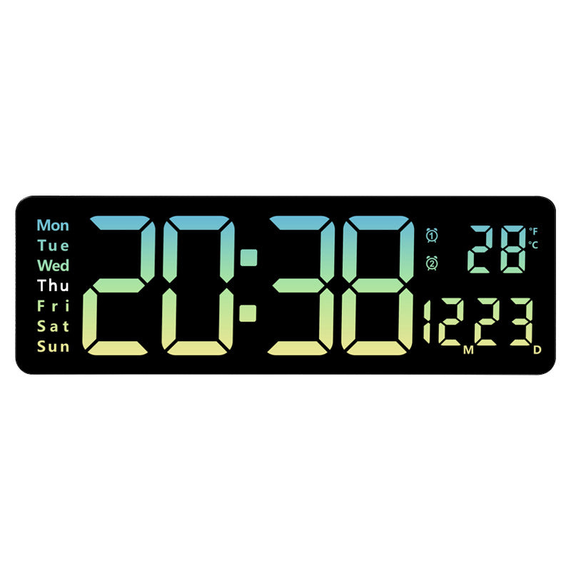 Relógio de Parede Digital LED Grande 13/16 Polegadas com Controlo Remoto, Temperatura, Data, Semana, Temporizador e Duplo Alarme
