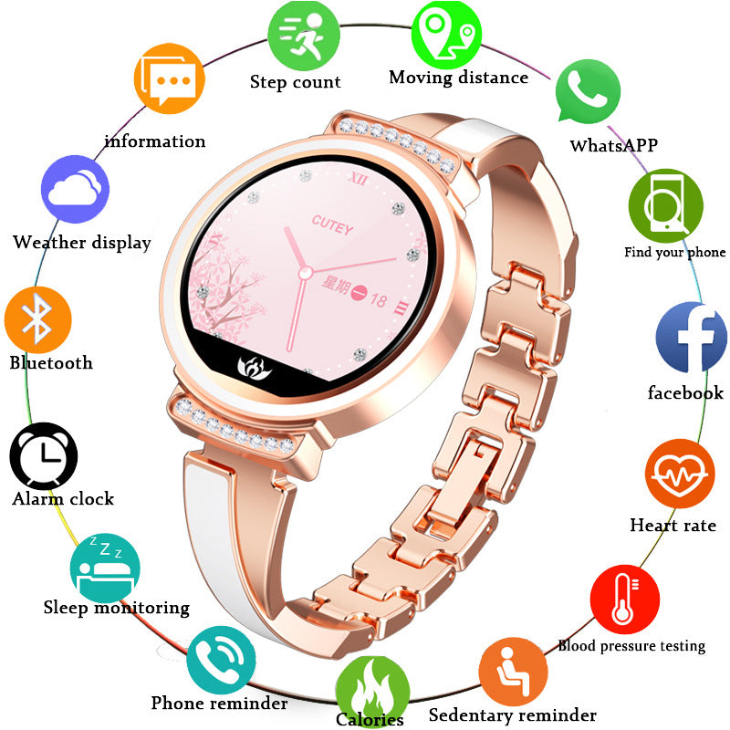 Smartwatch Feminino BANGWEI LIGE | Multifunções | Bracelete Elegante | Rosa Dourado e Preto