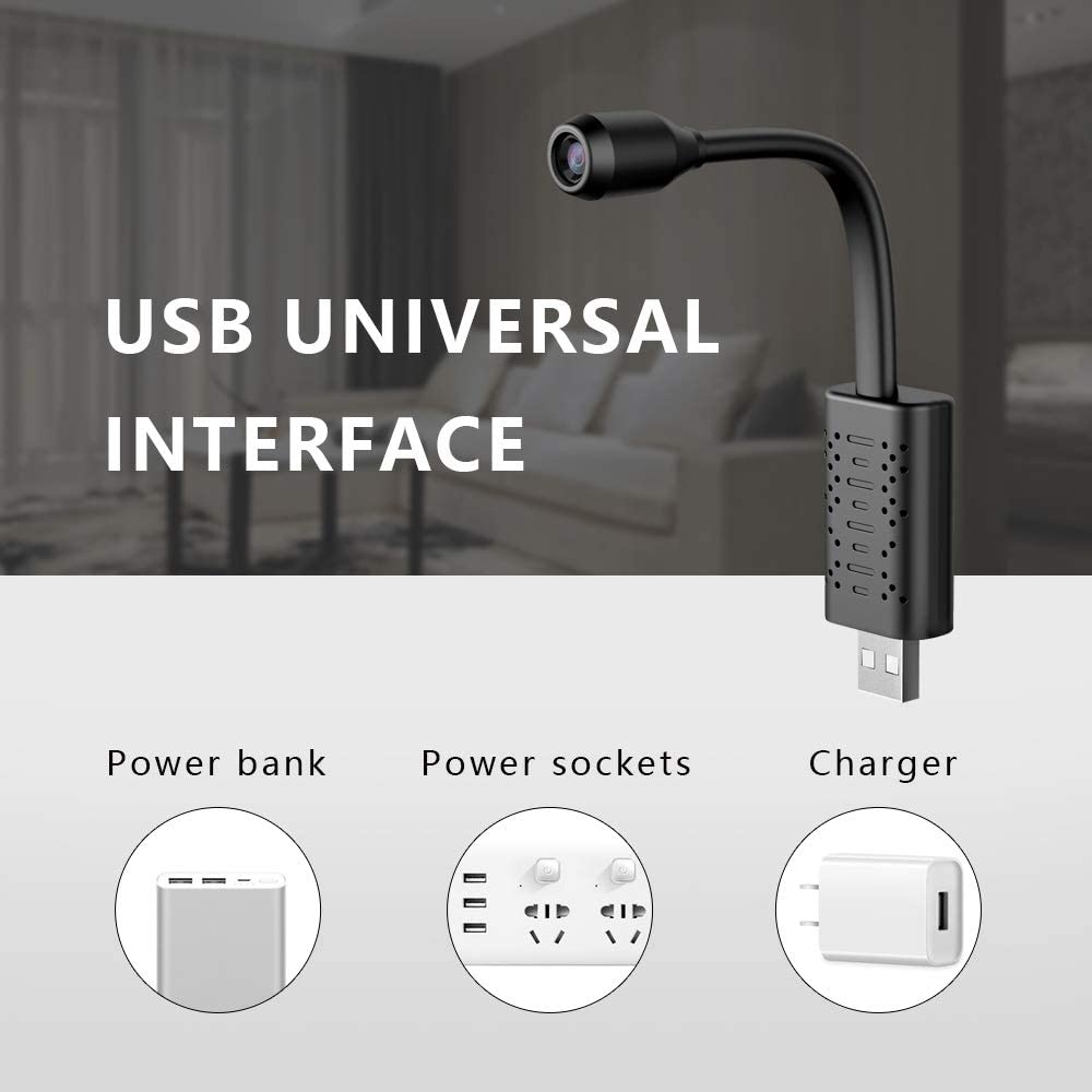 EVKVO Mini Câmara WiFi USB HD 1080P — Vigilância em Tempo Real, Deteção Humana por IA, Gravação em Loop