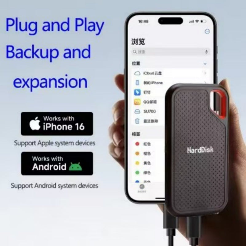 Disco externo portátil com ligação USB e USB-C