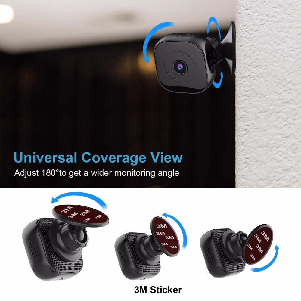 Mini Câmara WiFi HD 1080P | Visão Noturna Infravermelhos, DVR, Deteção de Movimento