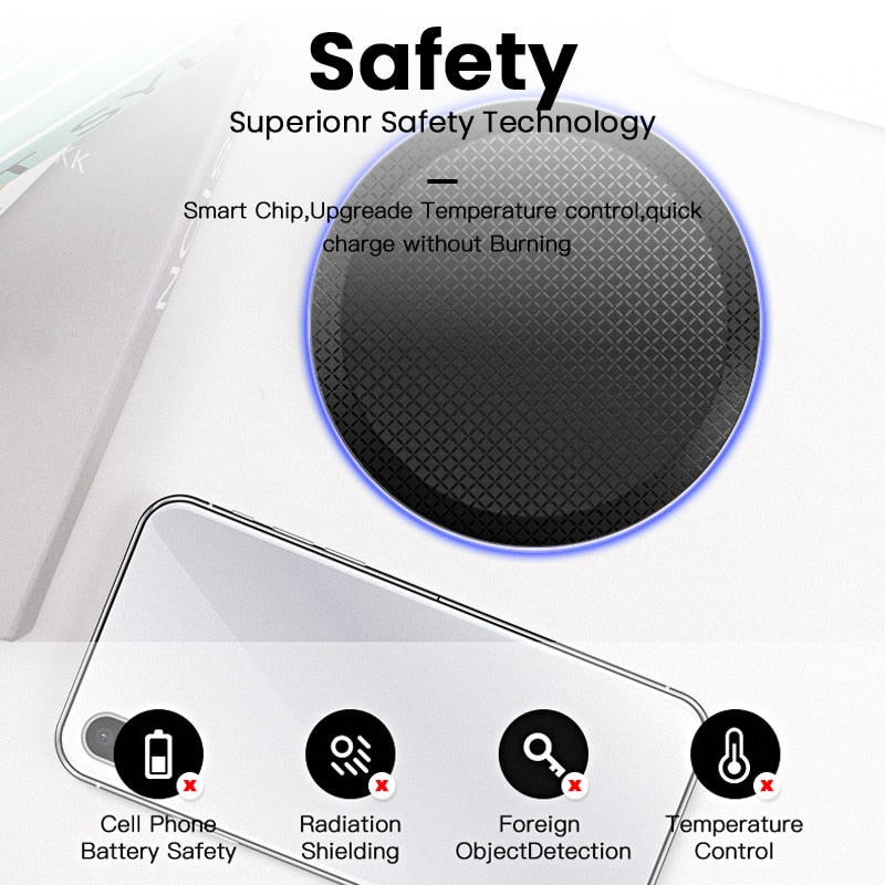 Carregador Sem Fios Qi com Cabo para iPhone, Samsung e Xiaomi, 15 W ou 30 W