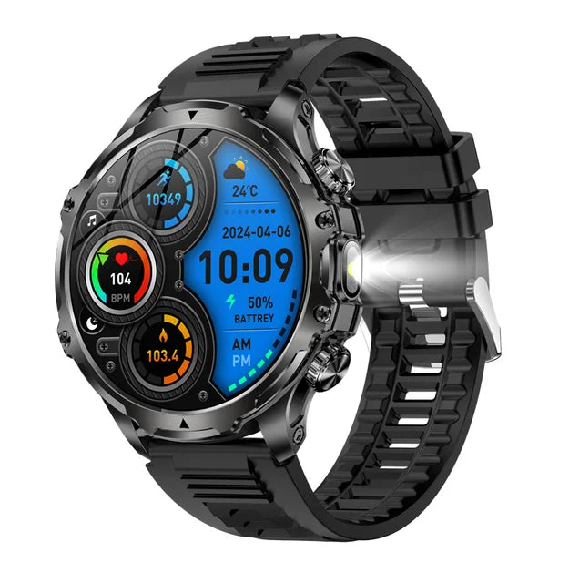 AK75 Smartwatch Outdoor com Lanterna LED, Bateria 700 mAh e Chamadas Bluetooth