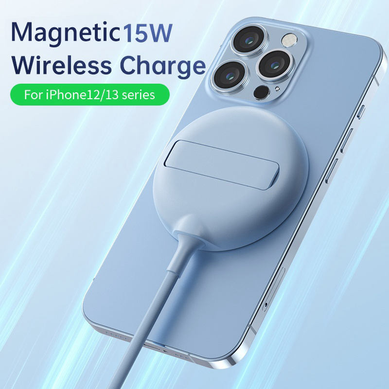 Carregador Sem Fios Magnético para iPhone 13 e 14 com Pequeno Suporte