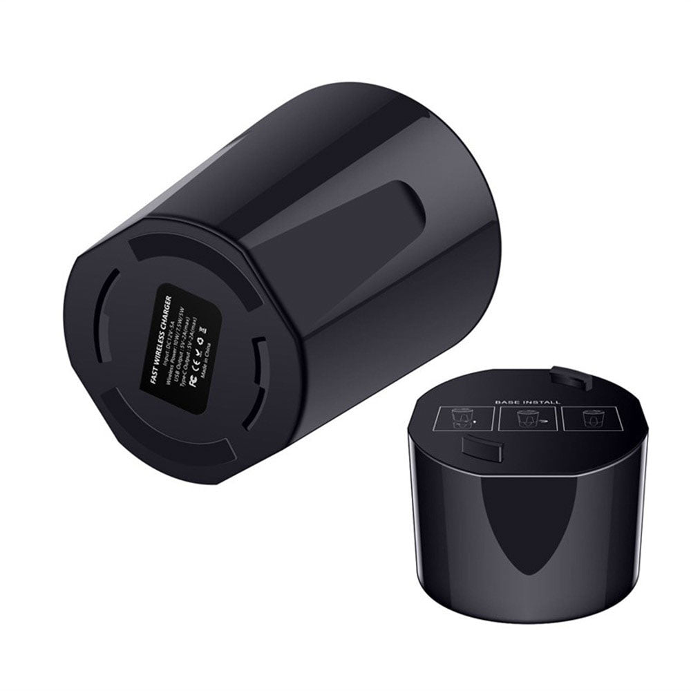 Carregador Sem Fios Qi de 10 W para Automóvel com Suporte para Porta-copos